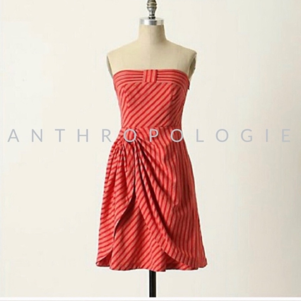Anthropologie Cotton Linen Strapless Lil Dress, Size 4
